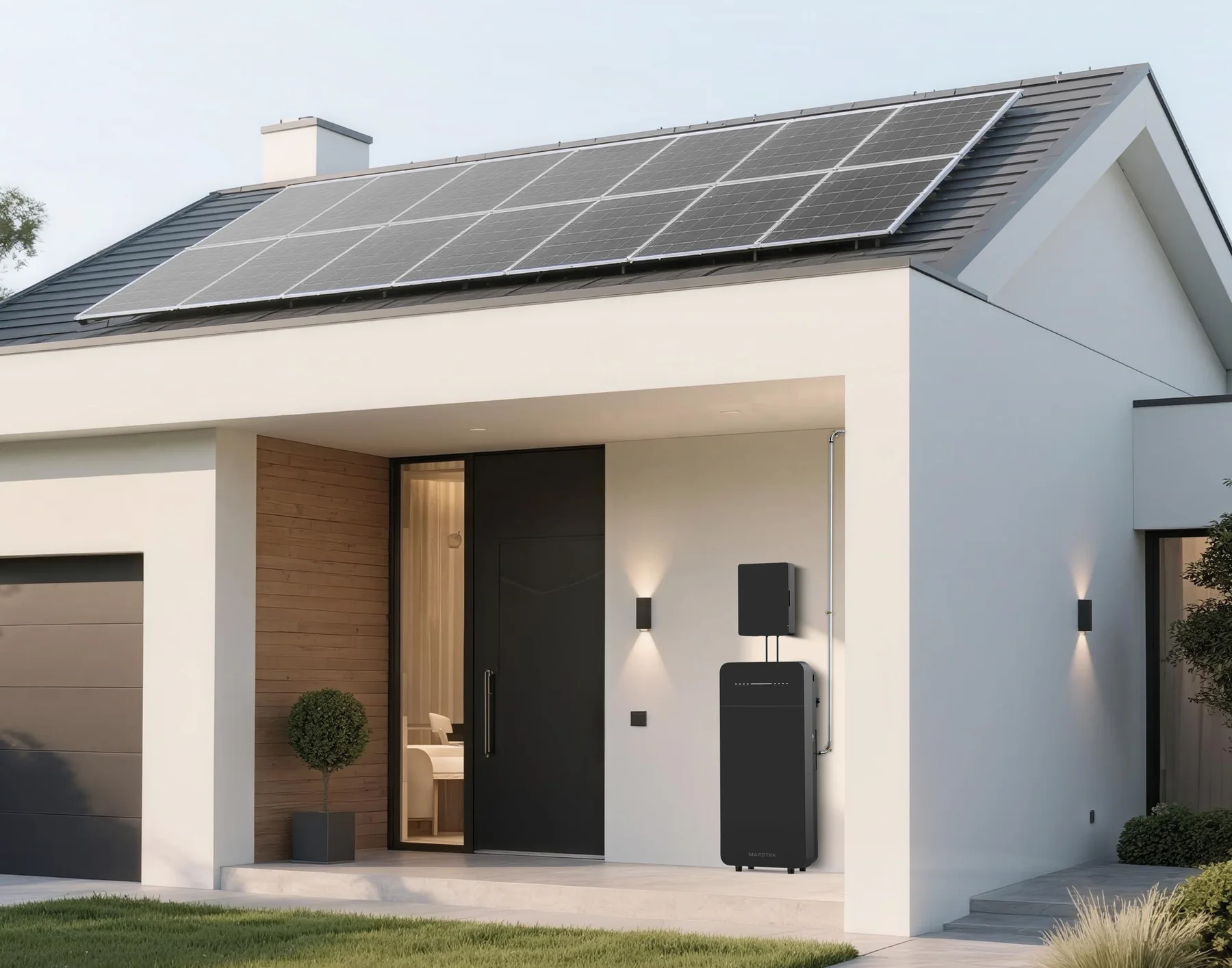 MARSTEK MARS I SE home solar energy storage system installed beside a modern house